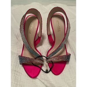 Gedebe Fuschia and Blue Rhinestone Stilettos Heels NEW NWT
